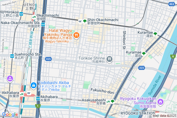 Map of tsubamekobo　東京都台東区鳥越1-12-1
