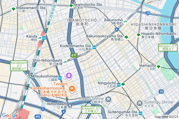 Map of JIRO MIURA GALLERY　東京都中央区日本橋大伝馬町2-5