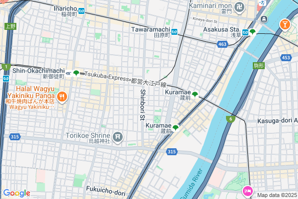 Map of kuramae 4273 Garage Cafe　東京都台東区蔵前4-27-3