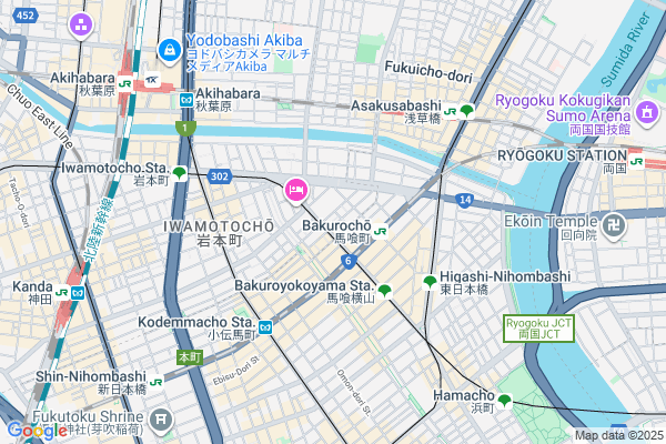 Map of L’ATELIER EXQUIS　東京都千代田区東神田1-13-17