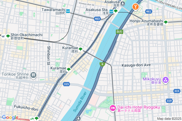 Map of Roof Top Bar Privado　東京都台東区蔵前2-15-5